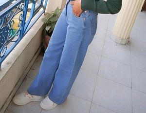 Ice Coloured Wide Leg Jean