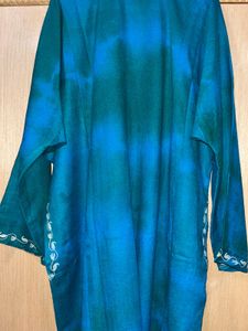 Teal Blue &amp; Green TieDye Kashmiri Pheran Cum Kurti