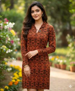 Patterned Knit warm Dress for winter