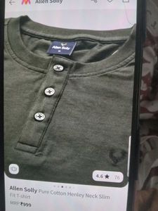 Allen Solly Olive Henley T-Shirt