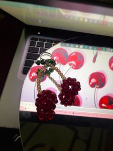 Cherry Beaded Keychain