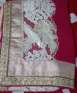 Elegant Pink & Silver Embroidered Saree