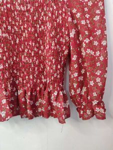 Floral Smocked Red Top