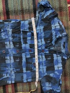 Blue Patterned Shirt Dress