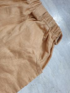 Khaki Casual Cotton Shorts With Belt