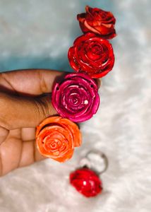 Floral Rose Hair Clip And Ring