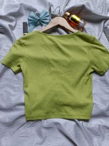 Neon Green Ruched Crop Top
