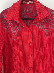 Embroidery Red Shirts For Women