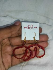 Red Abstract Dangle Glass Earrings