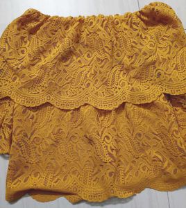 Mustard Off-shoulder Lace Top