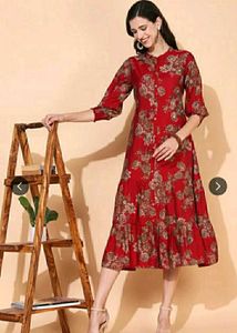 FASHOR Women's Floral Cotton A-line Midi Dress 👗