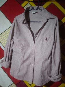 Striped White &amp;Pink Fitted Shirt