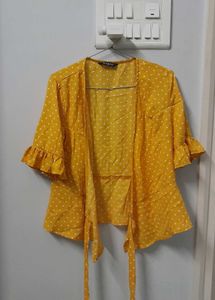 Yellow Polka Dot Wrap Top