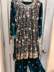 Elegant Teal stone work Salwar Kame