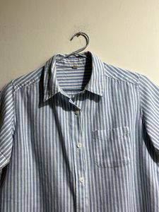 Classy Blue And White Stripes Summer Shirt