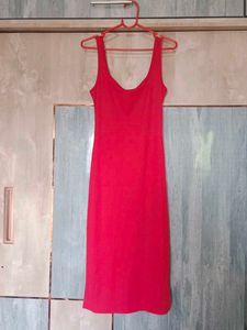 Red Ribbed Bodycon Dress
