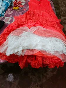Coral Embellished Party Dress