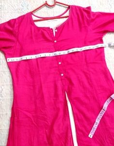 Pink pure cotton thread work kurti 💓