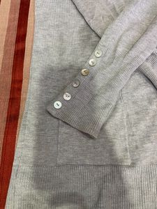 grey long buttoned Shrug