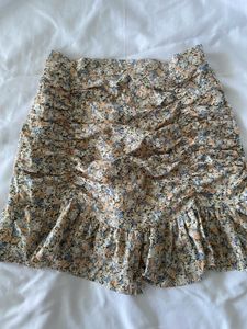 Floral Ruffle Mini Skirt