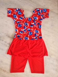 Red Floral Swimsuit Set