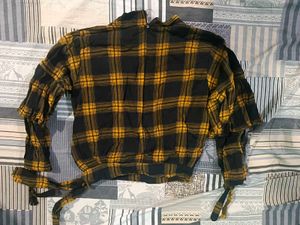 Stylish Yellow And Black Check Print Top