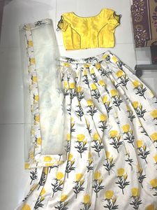Yellow Floral Lehenga Set