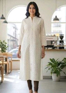 Elegant Embroidered Chicken Cotton Kurti