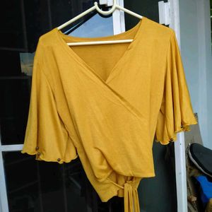 Mustard Wrap Top
