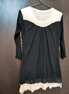 Black &amp; White Stylish Kurti | Soft Net Yoke Design