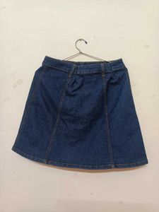Denim Button-Front Skirt