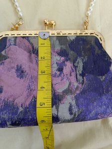 Floral Clutch with Pearl Handle