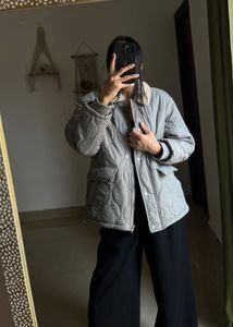 LUUL GREY FLEECE COLLAR PUFFER JACKET