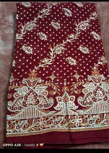 Burgundy Paisley &amp; Polka Dot Fabric