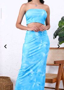 New Blue Floral Maxi Skirt(Bargainable)