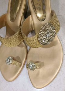 Golden Stone Work Embellished Sandals