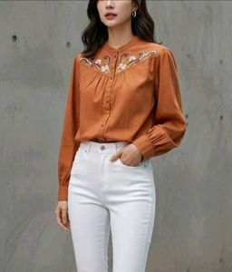 🇰🇷 Korean Embroidery Button Up Blouse Top