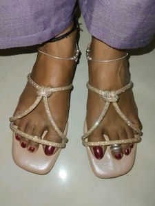 Light Pink Colour Fancy Party Wear Chappal