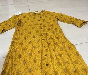 Yellow Printed Kurta Dress