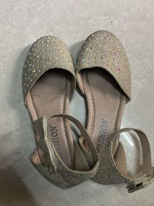 Sparkly Gold Ankle Strap Flats