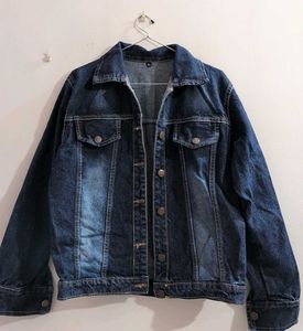 'Oversized Vintage Dark-Wash Denim Jacket'