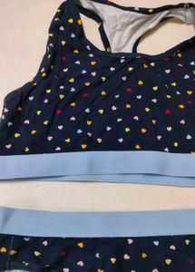 Cute Heart Print Lingerie Set