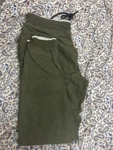 Olive Green Lightly Faded Joggers With Cuffs