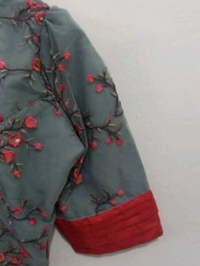 Floral Embroidered Gray Jacket