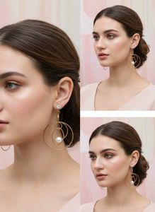 Contemporary Hoop Earrings with Pearl Accent