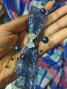 Navy Beaded Floral Headband