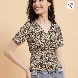 Leopard Print Wrap Top