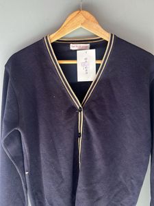 Navy Cardigan with Gold Trim