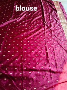 Maroon Floral Banarasi Silk Saree