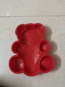 Red Color Teddy Silicon Cake Mould